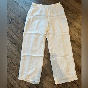 J. Crew Essential Wide Leg White Linen Pants 14